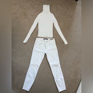 Zara white turtle neck crop top